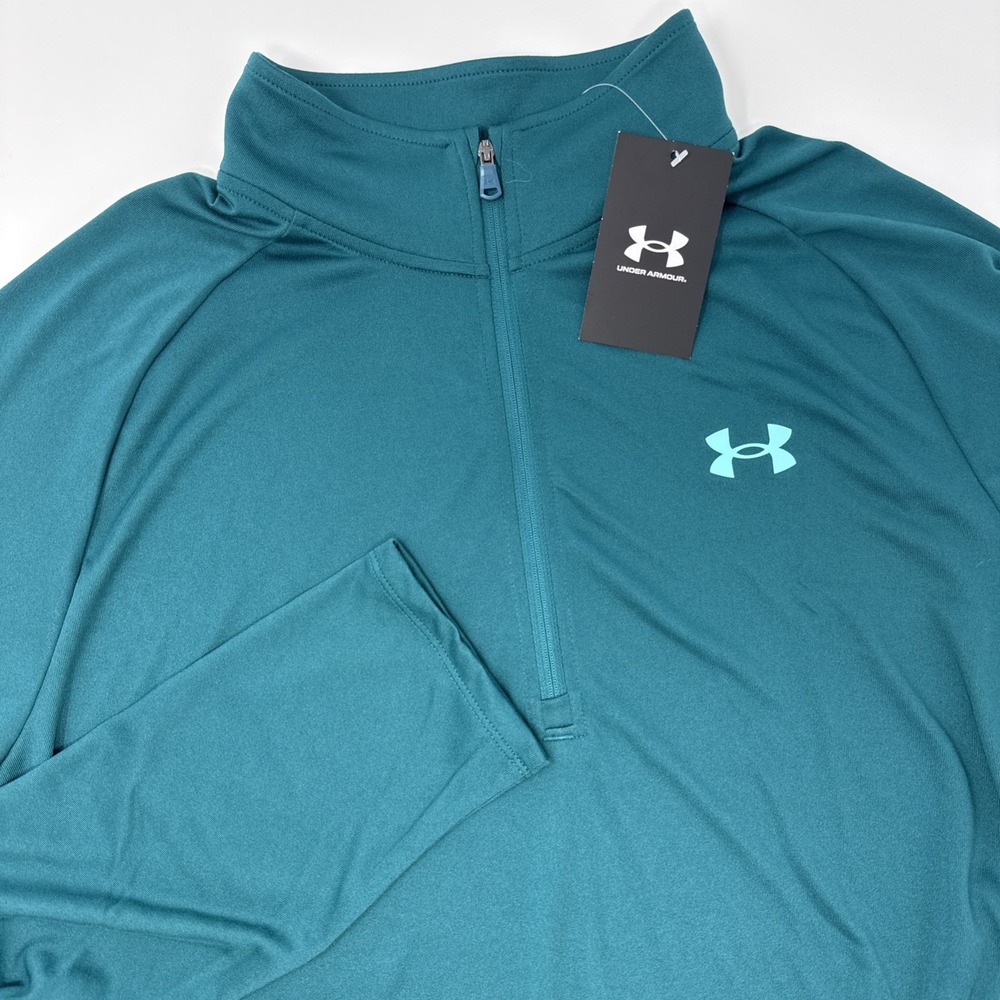 Under Armour Mens Large Tech 2.0 1/2 Zip Pullover Teal NXG 1328495-449 NEW